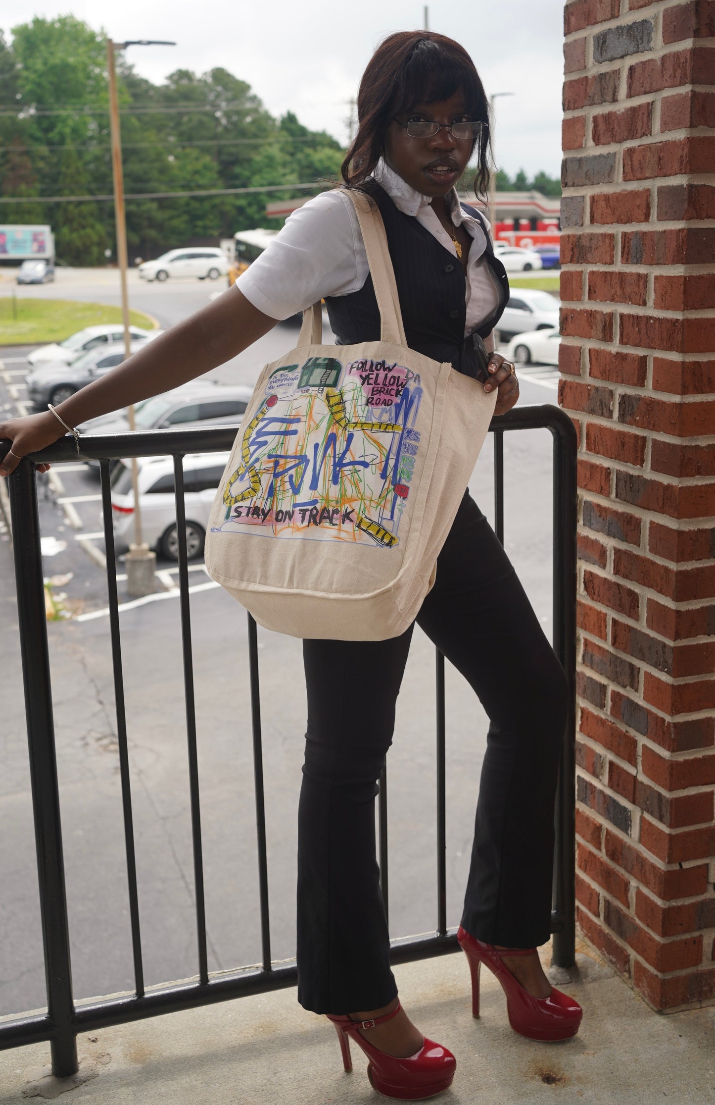 Stay on Track Abstract Tote.